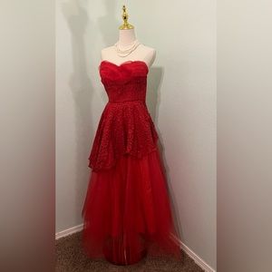 True Vintage 1950s  Red Cupcake Party Prom Dress
